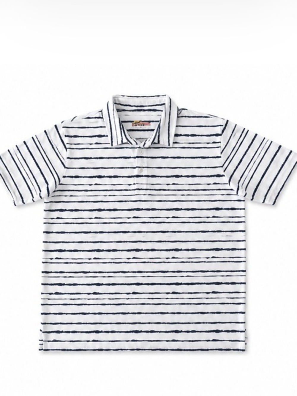 Orvis Polo Shirt Men’s Large White Blue Striped Short Sleeve Collared Cotton
